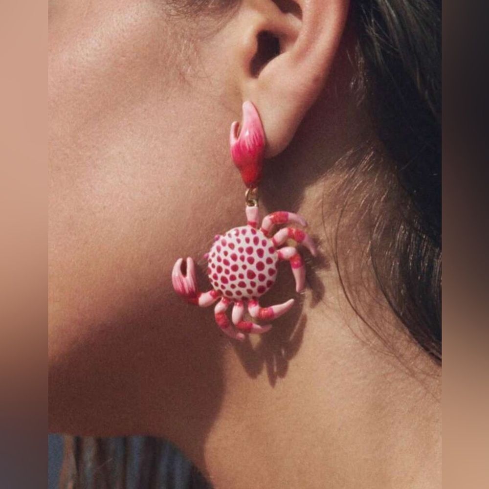 Pink Crab Earrings S1023